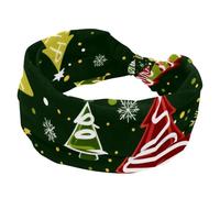 RODAILYCAY Bandeaux larges pour femme, arbres de Noël d'hiver et flocons de neige, sans couture, confortables, turban antidérapant, bandeau extensible, accessoires pour cheveux tendance