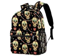 RODAILYCAY Day of the Dead Skull Sac à dos d'école, sac à dos imperméable, sac à dos décontracté, sac à livres, sac d'ordinateur portable pour homme et femme, Multicolore 5., 29.4x20x40cm/11.5x8x16 in