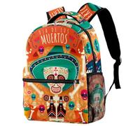 RODAILYCAY Day of the Dead Skull Sac à dos d'école, sac à dos imperméable, sac à dos décontracté, sac à livres, sac d'ordinateur portable pour homme et femme, Multicolore 6., 29.4x20x40cm/11.5x8x16 in