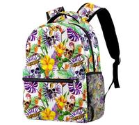 RODAILYCAY Day of the Dead Sugar Skull Sac à dos d'école, sac à dos imperméable, sac à dos décontracté, sac à livres, sac d'ordinateur portable pour homme et femme, Multicolore 6., 29.4x20x40cm