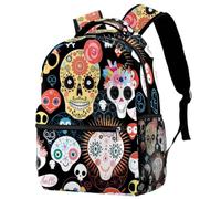 RODAILYCAY Day of the Dead Sugar Skull Sac à dos d'école, sac à dos imperméable, sac à dos décontracté, sac à livres, sac d'ordinateur portable pour homme et femme, Multicolore 8., 29.4x20x40cm