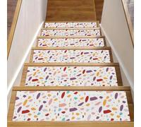 RODAILYCAY Lot de 15 tapis d'escalier antidérapants à pois colorés pour enfants, personnes âgées et animaux domestiques - 20,3 x 76,2 cm