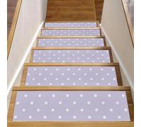 RODAILYCAY Lot de 15 tapis d'escalier antidérapants de 20,3 x 76,2 cm, motif à pois violets pour marches en bois d'intérieur, tapis d'escalier antidérapants en polyester TPE