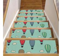 RODAILYCAY Lot de 15 tapis d'escalier antidérapants de 20,3 x 76,2 cm, motif nuages colorés, tapis d'escalier de sécurité autocollants pour enfants, personnes âgées et animaux domestiques