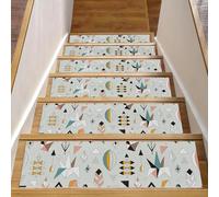 RODAILYCAY Lot de 15 tapis d'escalier antidérapants d'Europe du Nord - Tapis d'escalier pour marches en bois d'intérieur - Tapis d'escalier avec envers en TPE