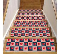 RODAILYCAY Lot de 15 tapis d'escalier antidérapants en papier avec motif cœurs d'amour pour marches d'escalier en bois, tapis d'escalier avec envers en TPE