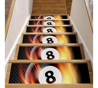 RODAILYCAY Lot de 15 tapis d'escalier antidérapants noirs à huit boules avec flamme, tapis d'escalier pour marches d'escalier en bois à l'intérieur, tapis d'escalier