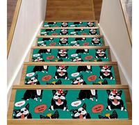 RODAILYCAY Lot de 15 tapis d'escalier antidérapants pour chien bouledogue français, 76 x 20 cm pour marches en bois d'intérieur, bordures d'escalier pour enfants, personnes âgées et chiens