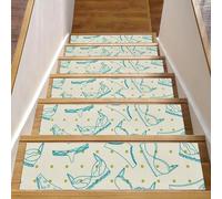 RODAILYCAY Lot de 15 tapis d'escalier antidérapants pour enfants, personnes âgées, animaux domestiques - 20,3 x 76,2 cm - Motif à pois verts