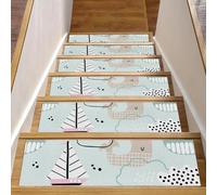 RODAILYCAY Lot de 15 tapis d'escalier antidérapants pour marches d'escalier en bois, baleine, bateau, nuages, vagues, tapis d'escalier de sécurité pour personnes âgées, enfants et chiens
