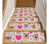 RODAILYCAY Lot de 15 tapis d'escalier antidérapants pour marches d'escalier en bois - Motif patte de chien mignonne - 20,3 x 76,2 cm - Sans résidus - Pour enfants, personnes âgées et chiens