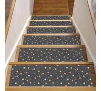 RODAILYCAY Lot de 15 tapis d'escalier antidérapants pour marches en bois, 20,3 x 76,2 cm, motif à gros pois, foncés, antidérapants, sans résidus, pour enfants, personnes âgées, chiens