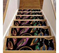 RODAILYCAY Lot de 15 tapis d'escalier antidérapants pour marches en bois - Attrape-rêves - 76,2 x 20,3 cm - Tapis d'escalier d'intérieur pour chiens, enfants et personnes âgées