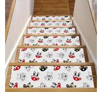 RODAILYCAY Lot de 15 tapis d'escalier antidérapants pour marches en bois, motif chien blanc, 20,3 x 76,2 cm, tapis d'escalier sans résidus pour enfants, personnes âgées et chiens