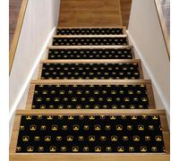 RODAILYCAY Lot de 15 tapis d'escalier antidérapants pour marches en bois, pot de miel sur tapis d'escalier noir, 20,3 x 76,2 cm, tapis d'escalier sans résidus pour enfants, personnes âgées, chiens