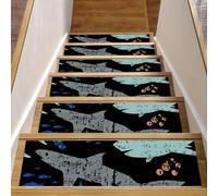 RODAILYCAY Lot de 15 tapis d'escalier antidérapants pour marches en bois, requins, océan, mer, 20,3 x 76,2 cm, envers en TPE