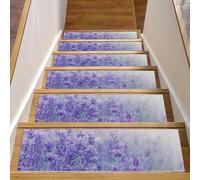RODAILYCAY Lot de 15 tapis d'escalier antidérapants Provence Lavande - Tapis d'escalier pour marches d'escalier en bois d'intérieur - Tapis d'escalier avec envers en TPE