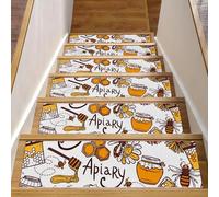 RODAILYCAY Lot de 15 tapis d'escalier antidérapants sans résidus pour marches en bois, 20,3 x 76,2 cm, miel