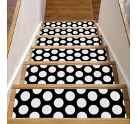 RODAILYCAY Lot de 15 tapis d'escalier antidérapants sans résidus pour marches en bois - Motif à pois - 20,3 x 76,2 cm