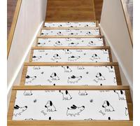 RODAILYCAY Lot de 15 tapis d'escalier - Motif os de chien mignon - 20,3 x 76,2 cm - Pour marches en bois - Antidérapants - Sans résidus - Pour enfants, personnes âgées et chiens