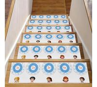 RODAILYCAY Lot de 15 tapis d'escalier pour marches d'escalier en bois à l'intérieur, cercles de multiplication mathématiques à 10 tapis antidérapants pour marches d'escalier réutilisées pour enfants