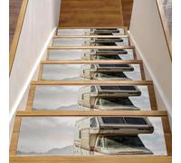 RODAILYCAY Lot de 15 tapis d'escalier vintage pour caravane, voiture, tapis de marches d'escalier antidérapants pour marches en bois à l'intérieur, tapis de protection réutilisable pour enfants