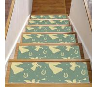 RODAILYCAY Lot de 15 tapis d'escalier vintage pour marches d'escalier en bois, motif anges, harpes, trompettes, tapis d'escalier d'intérieur lavables pour enfants, personnes âgées, animaux domestiques