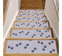 RODAILYCAY Lot de 15 tapis d'escalier violettes avec empreintes de pattes de chien et de chat, 20,3 x 76,2 cm pour marches en bois d'intérieur, tapis de marche d'escalier antidérapants, tapis de