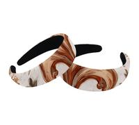 RODAILYCAY Lot de 2 bandeaux rembourrés pour femme, motif rétro iris, ethnique, fond beige, tendance, épais, large, en velours, accessoires pour cheveux
