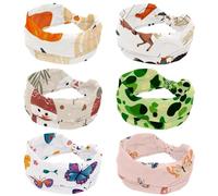 RODAILYCAY Lot de 6 bandeaux antidérapants pour femme, style cow-boys sauvages occidentaux avec chevaux, larges nœuds torsadés, doux et extensibles pour fille