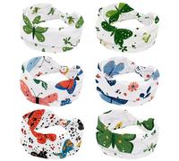 RODAILYCAY Lot de 6 bandeaux antidérapants pour femme, tendance, croisillons noués, motif papillon vert et fleur, pour entraînement, sport, yoga