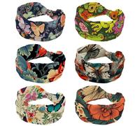 RODAILYCAY Lot de 6 bandeaux antidérapants tendance pour femme, bandeaux noués, grenouilles amusantes avec fleur de lotus pour entraînement, sport, yoga