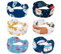RODAILYCAY Lot de 6 bandeaux élastiques larges et élastiques pour femme Motif Père Noël Arbre de Noël Flocon de neige Pour entraînement, Yaga, course à pied, randonnée, exercice