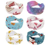 RODAILYCAY Lot de 6 bandeaux élastiques larges et respirants pour femme, motif ciel étoilé pour yoga, course à pied, sport, entraînement, voyage