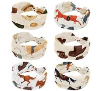 RODAILYCAY Lot de 6 bandeaux pour femme - Accessoires pour cheveux doux - Élastiques - Motif cowgirls - Style rétro - Évacuation de la transpiration - Pour entraînement, Yaga, course à pied, randonnée