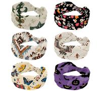 RODAILYCAY Lot de 6 bandeaux pour femme - Fleurs colorées - Accessoires doux sans couture - Élastiques larges - Évacuation de la transpiration - Pour entraînement, Yaga, course à pied, randonnée