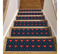 RODAILYCAY Love Seamless Patterns Lot de 15 tapis d'escalier antidérapants en polyester TPE 20,3 x 76,2 cm