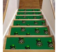RODAILYCAY Lucky Clover St Patrick's Lot de 15 tapis d'escalier antidérapants pour marches en bois 76,2 x 20,3 cm pour chiens, enfants et personnes âgées