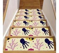RODAILYCAY Patterns Lot de 15 tapis d'escalier antidérapants pour enfants, personnes âgées et animaux domestiques 20,3 x 76,2 cm