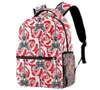 RODAILYCAY Sac à dos de voyage pour ordinateur portable Paris Rose Tour Eiffel Sac à dos pour collège lycée Sac à dos mignon pour homme femme, multicolore 1, 29.4x20x40cm/11.5x8x16 in, Décontracté