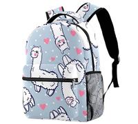 RODAILYCAY Sac à dos d'école, sac à dos pour enfants, sac à dos décontracté, sac à dos pour ordinateur portable, motif lama, alpaga, pour homme et femme, multicolore 1, 29.4x20x40cm/11.5x8x16 in