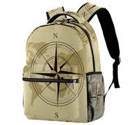 RODAILYCAY Sac à dos pour ordinateur portable, boussole, carte nautique, sac à dos durable pour l'école, le lycée, résistant à l'eau, sac à dos de voyage et de randonnée