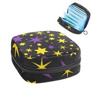 RODAILYCAY Sac de rangement pour sanitaire, support de coussin d'allaitement, sac à fermeture éclair, sac de période menstruelle, motif étoile magique, violet et jaune, organisateur de tampons