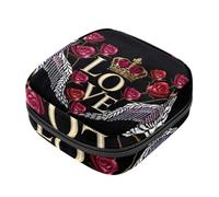 RODAILYCAY Sac de rangement pour serviettes hygiéniques, pochette portable pour tasse menstruelle, sac de première période pour femmes et filles, ailes d'amour, couronne, rose, fermeture éclair, sac à