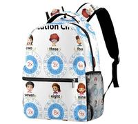RODAILYCAY Sacs d'école mignons pour filles et garçons, cercles de multiplication mathématiques à 10 grands sacs à dos pour l'école, sac à dos de voyage léger pour ordinateur portable