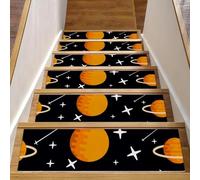 RODAILYCAY Space Planets Lot de 15 tapis d'escalier antidérapants sans résidus pour marches en bois, 20,3 x 76,2 cm, pour enfants, personnes âgées, chiens