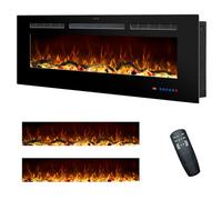 Rodalflame 122cm Cheminée électrique encastrable et Murale pour l'intérieur avec télécommande, 13 Couleurs de Flammes avec bûches et Cristal, minuterie 9H