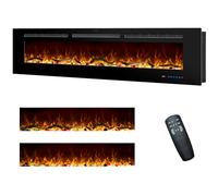 Rodalflame 127cm Cheminée électrique encastrable et Murale pour l'intérieur avec télécommande, 13 Couleurs de Flammes avec bûches et Cristal, minuterie 9H