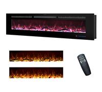 Rodalflame 152cm Cheminée électrique encastrable et Murale pour l'intérieur avec télécommande, 13 Couleurs de Flammes avec bûches et Cristal, minuterie 9H