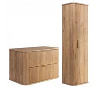 RODAN Ensemble de Meubles de Salle de Bain - ELEGANCE Meuble pour Vasque à Poser et Armoire Murale - chêne artisanal or - 80 cm